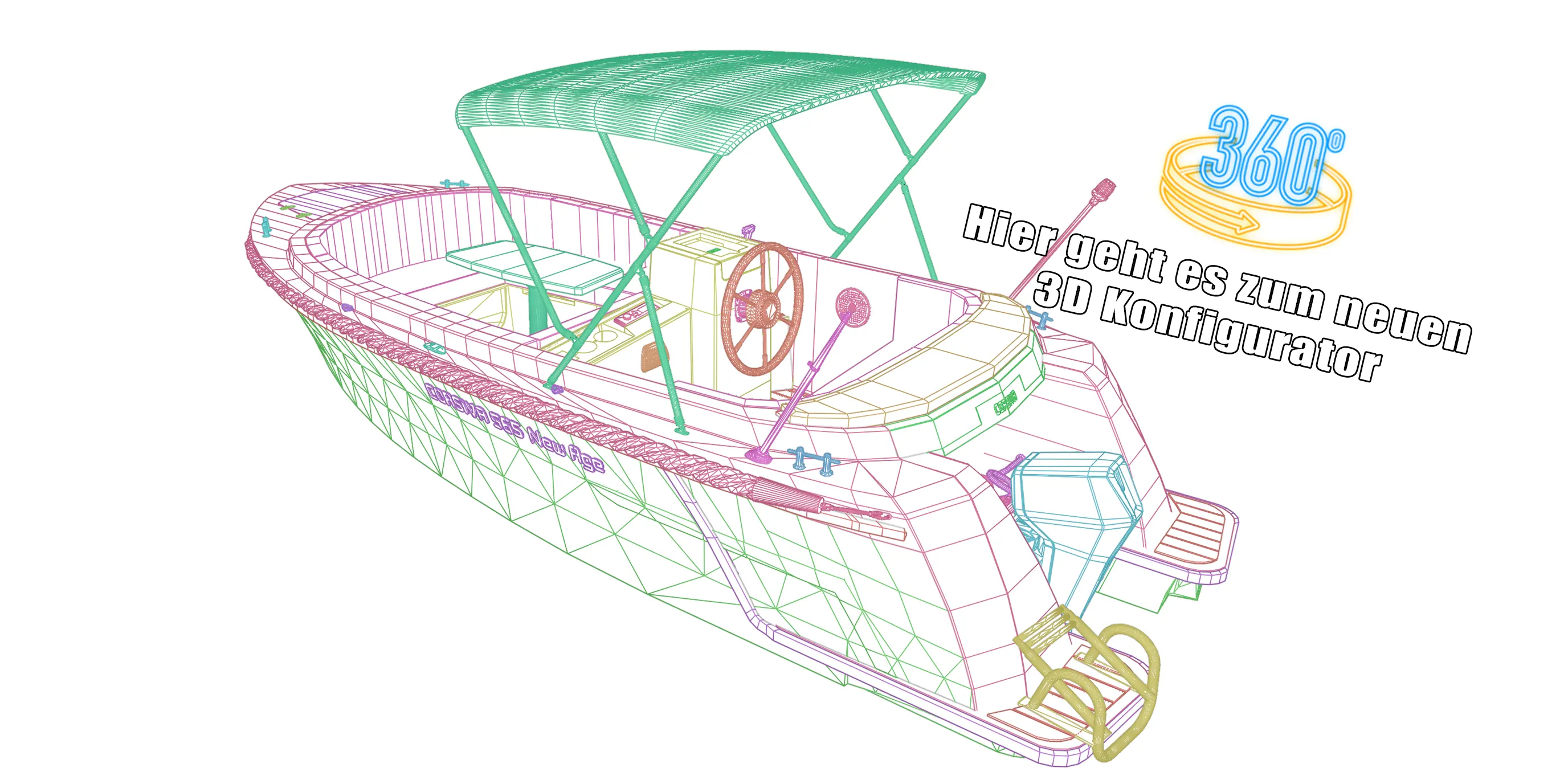 Corsiva 565 New Age 3D Ansicht mit Wireframe - Link zum Konfigurator